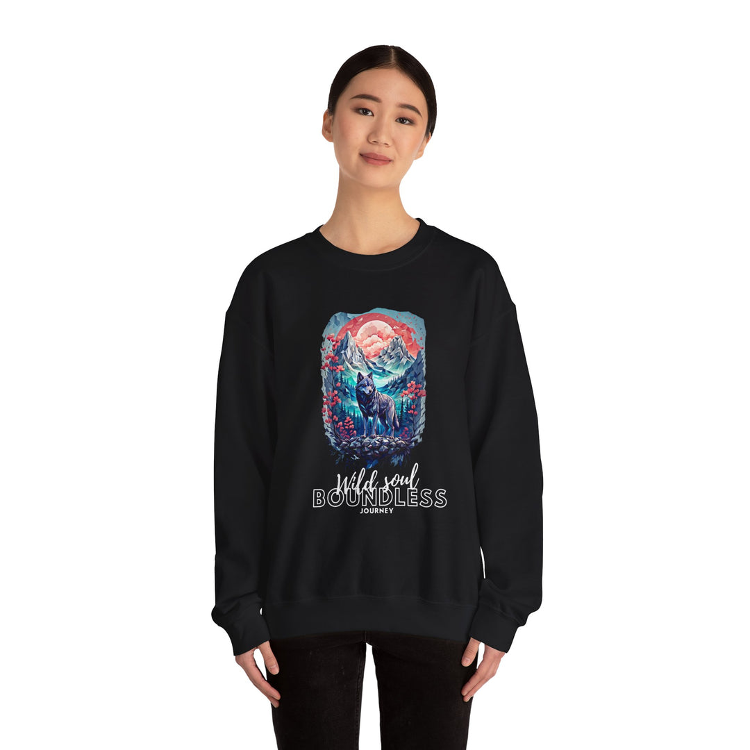 Wild Soul Endless Journey Sweatshirt - Mountain Wolf Spirit