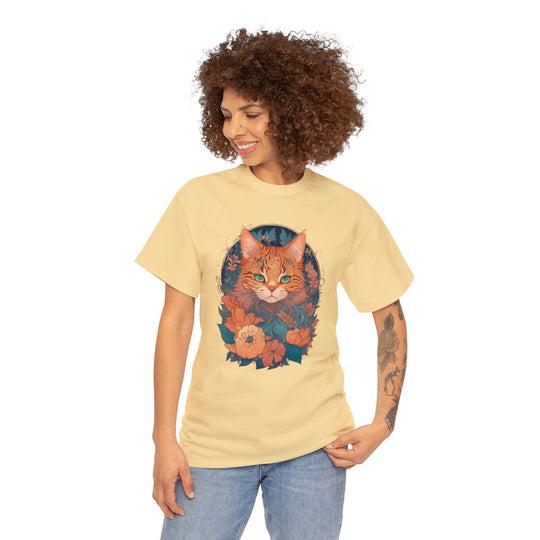 Garden Gaze Cat Petals and Paws T-shirt - Blooming Cat