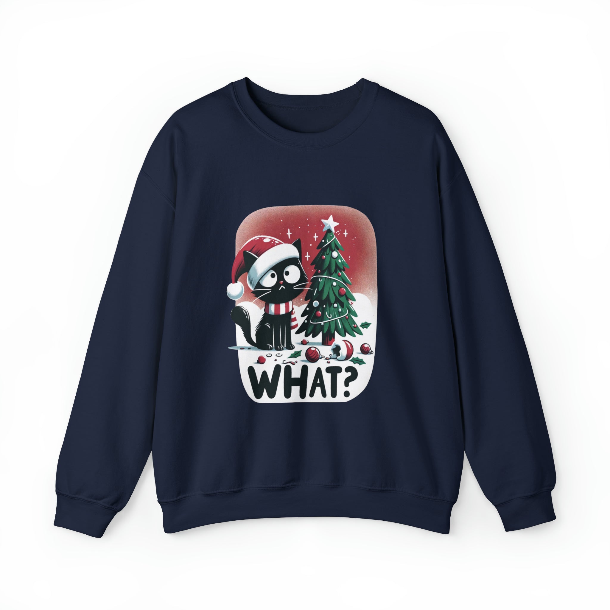 What? Cat Christmas Unisex Sweatshirt - Wave Fusions