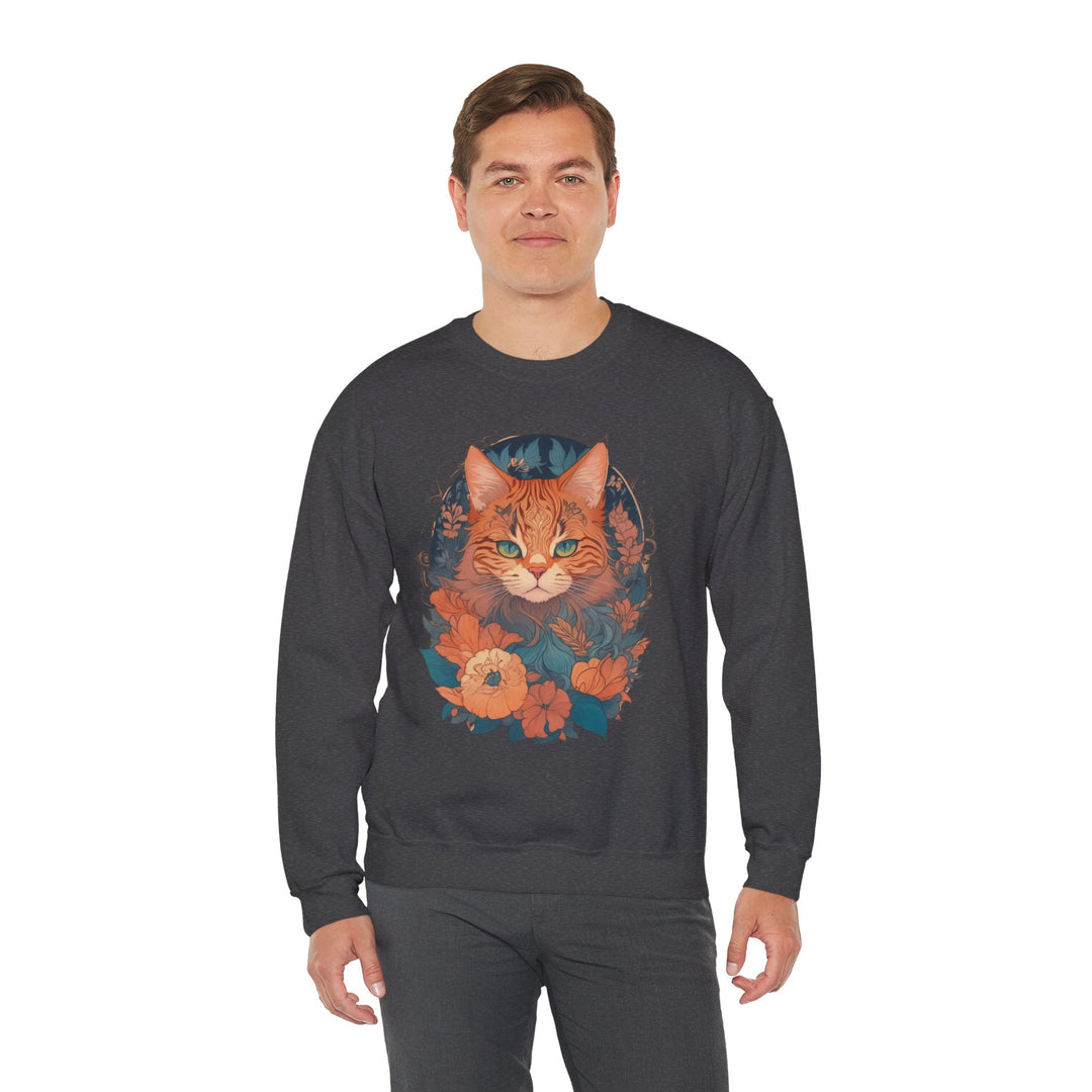 Garden Gaze Cat Petals and Paws Sweatshirt - Blooming Cat