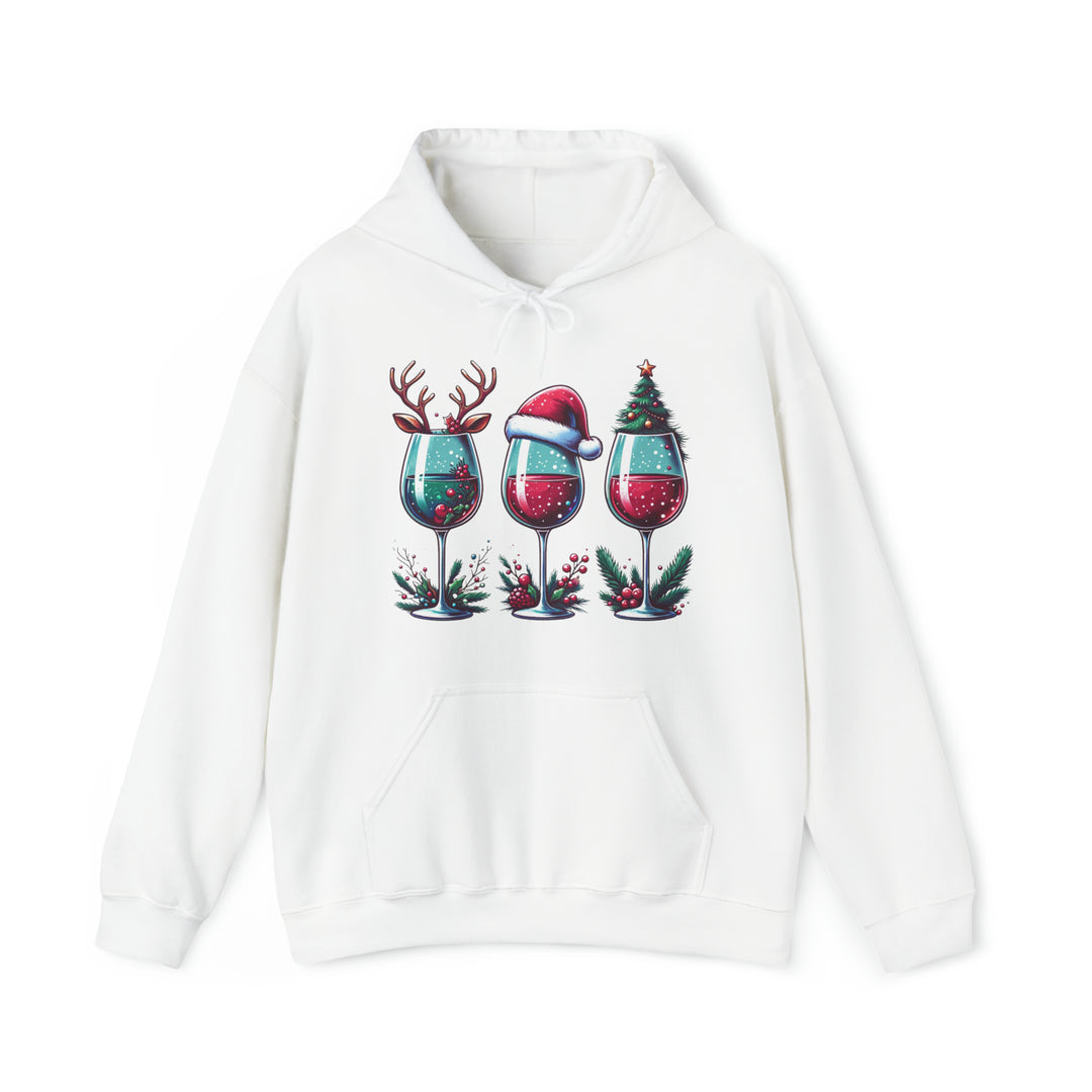 Wine Christmas Spirit Glasses Unisex Hoodie - Wave Fusions