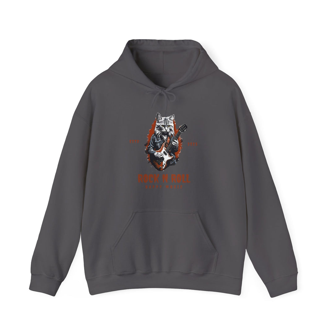 Rock N Roll Cat Guitarist Hoodie- Happy Tunes