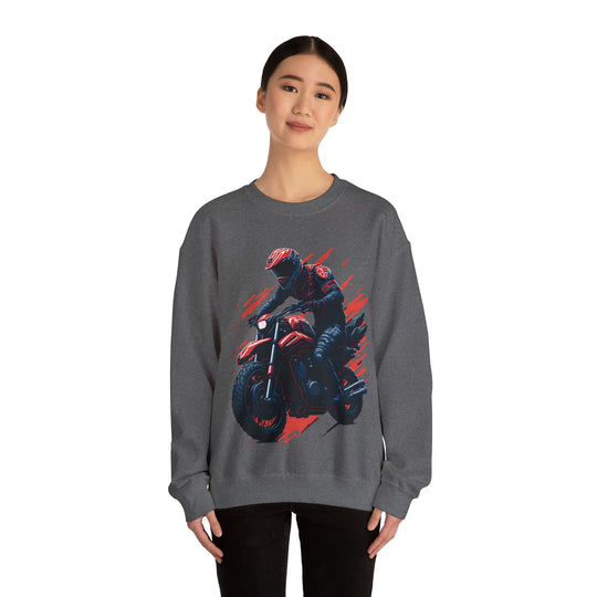 Biker Unisex Heavy Blend Crewneck Sweatshirt - Wave Fusions