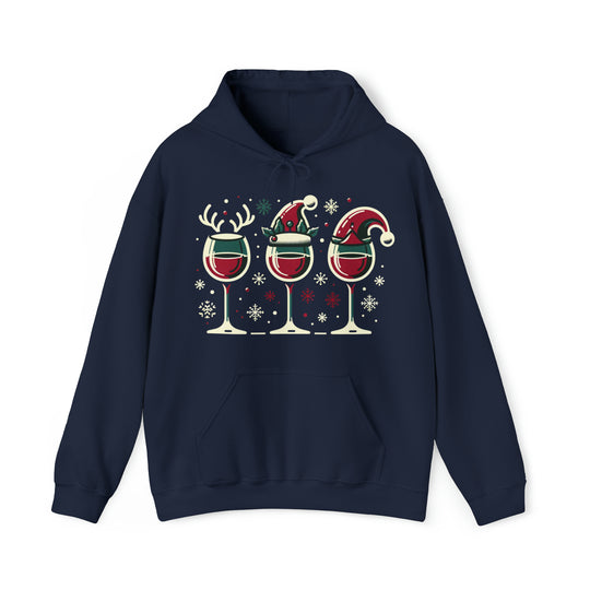 Holiday Cheer Wine Glasses Unisex Hoodie - Wave Fusions