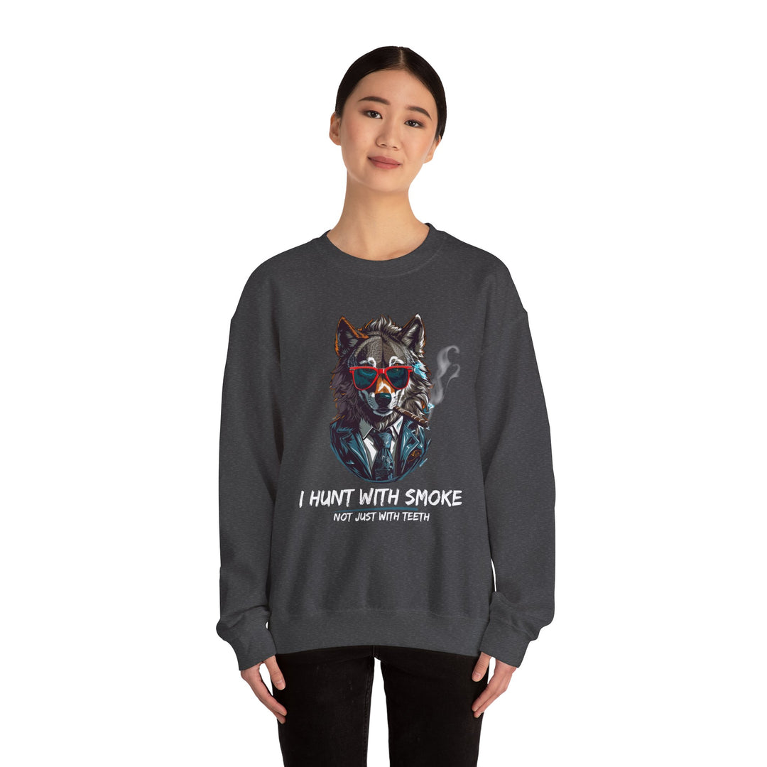 Cool Wolf Legend Sweatshirt - I Hunt With Smoke Not Just With Teeth