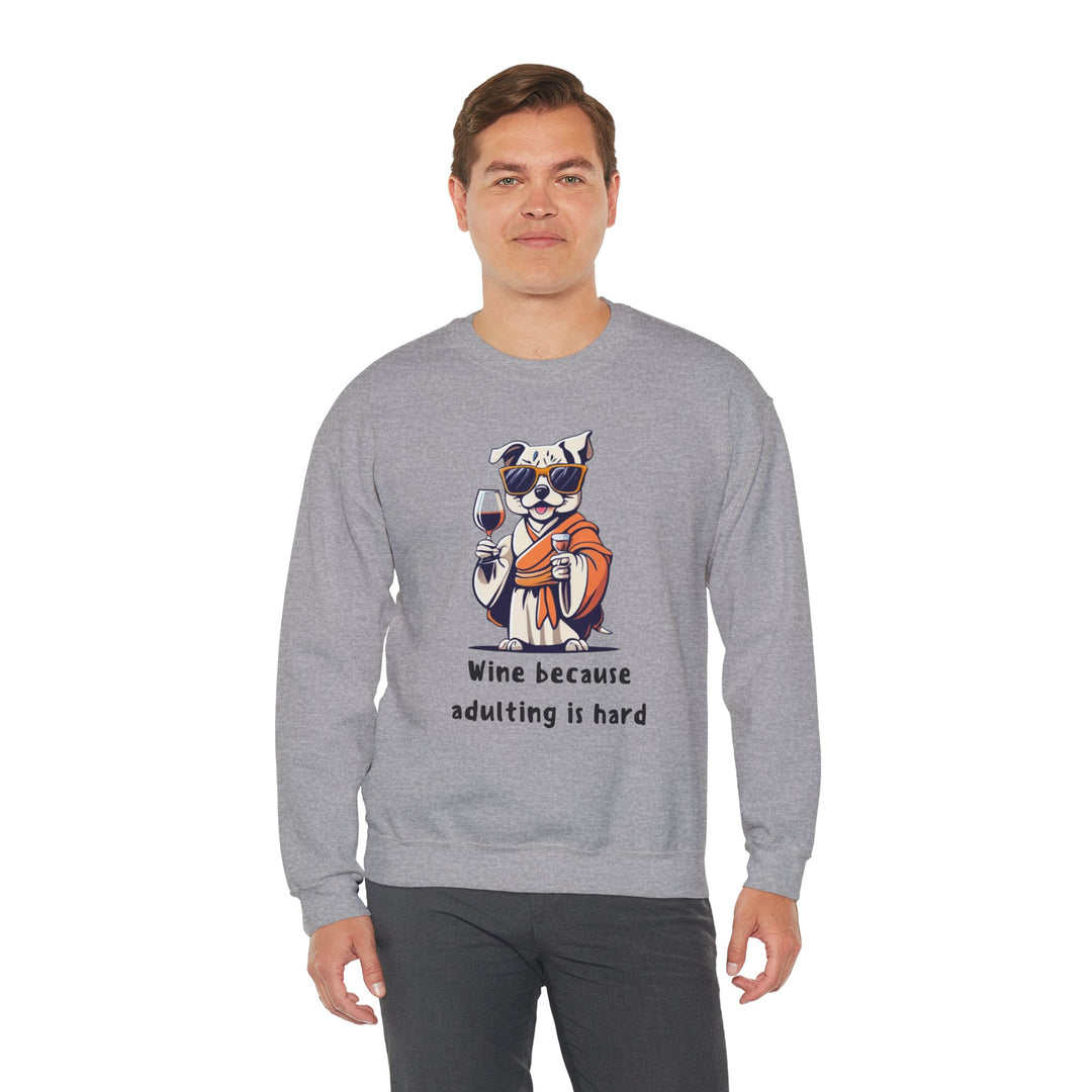 Wine Because Adulting Is Hard  Cat Sweatshirt - Relaxation Series