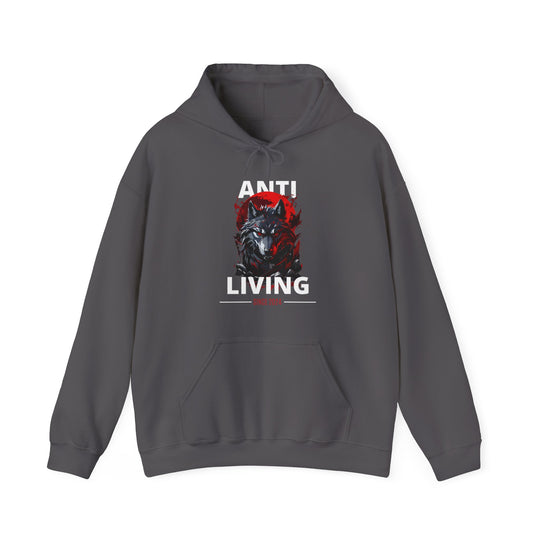 Anti-Living Wolf Hoodie - Dark Rebel Attire