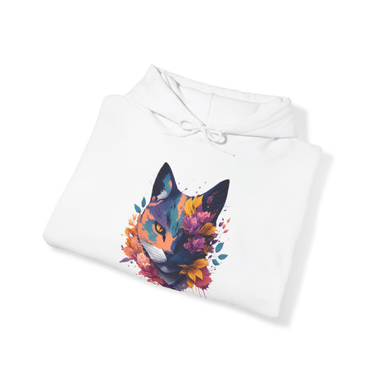 Floral Feline Grace Blossom Kitty Hoodie - Artistic Cat Flair