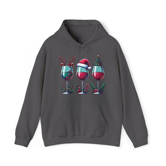 Wine Christmas Spirit Glasses Unisex Hoodie - Wave Fusions