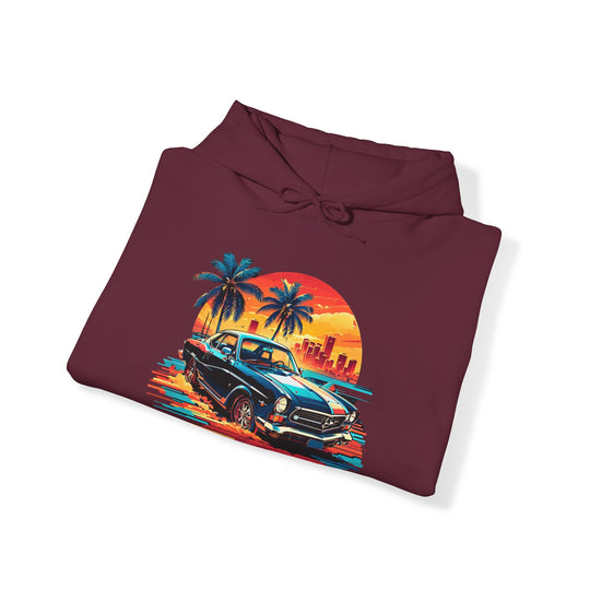 Classic Car Beach Sunset Hoodie - Vintage City Fashion