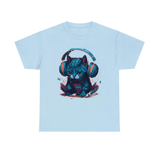 Cat With Headset Unisex Heavy Cotton Tee