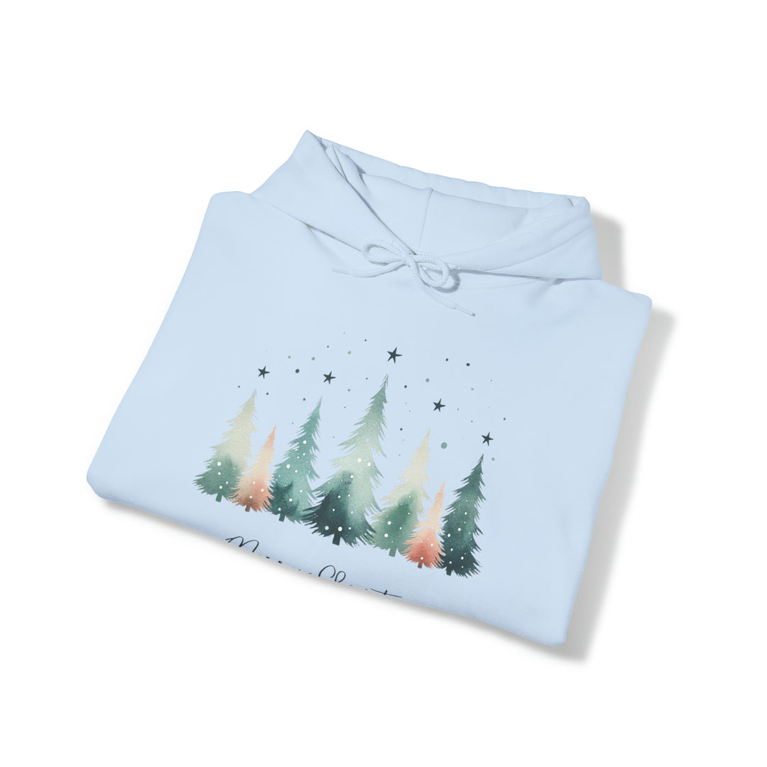 Star & Snow Cute Christmas Trees Unisex Hoodie - Wave Fusions