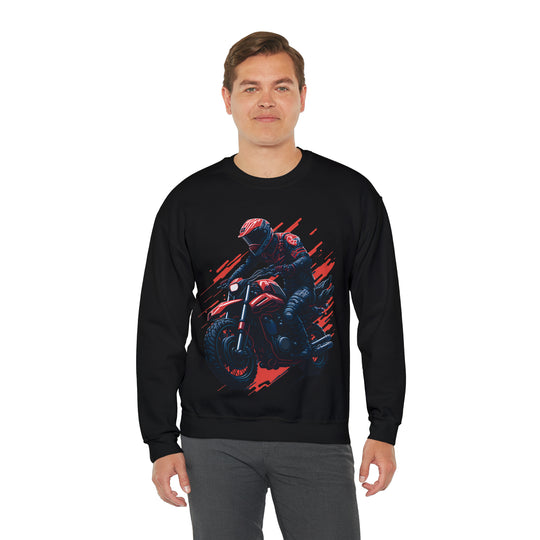 Biker Unisex Heavy Blend Crewneck Sweatshirt - Wave Fusions