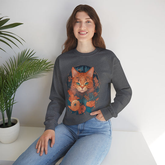 Garden Gaze Cat Petals and Paws Sweatshirt - Blooming Cat