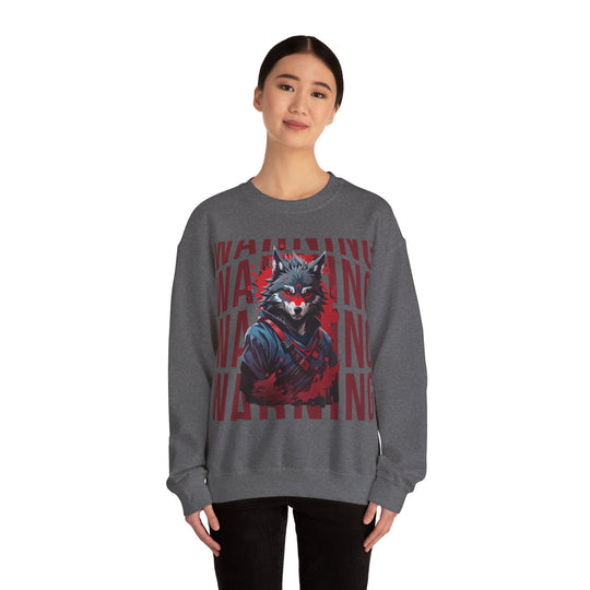 Warning! Warrior Wolf Sweatshirt - Majestic Wolf