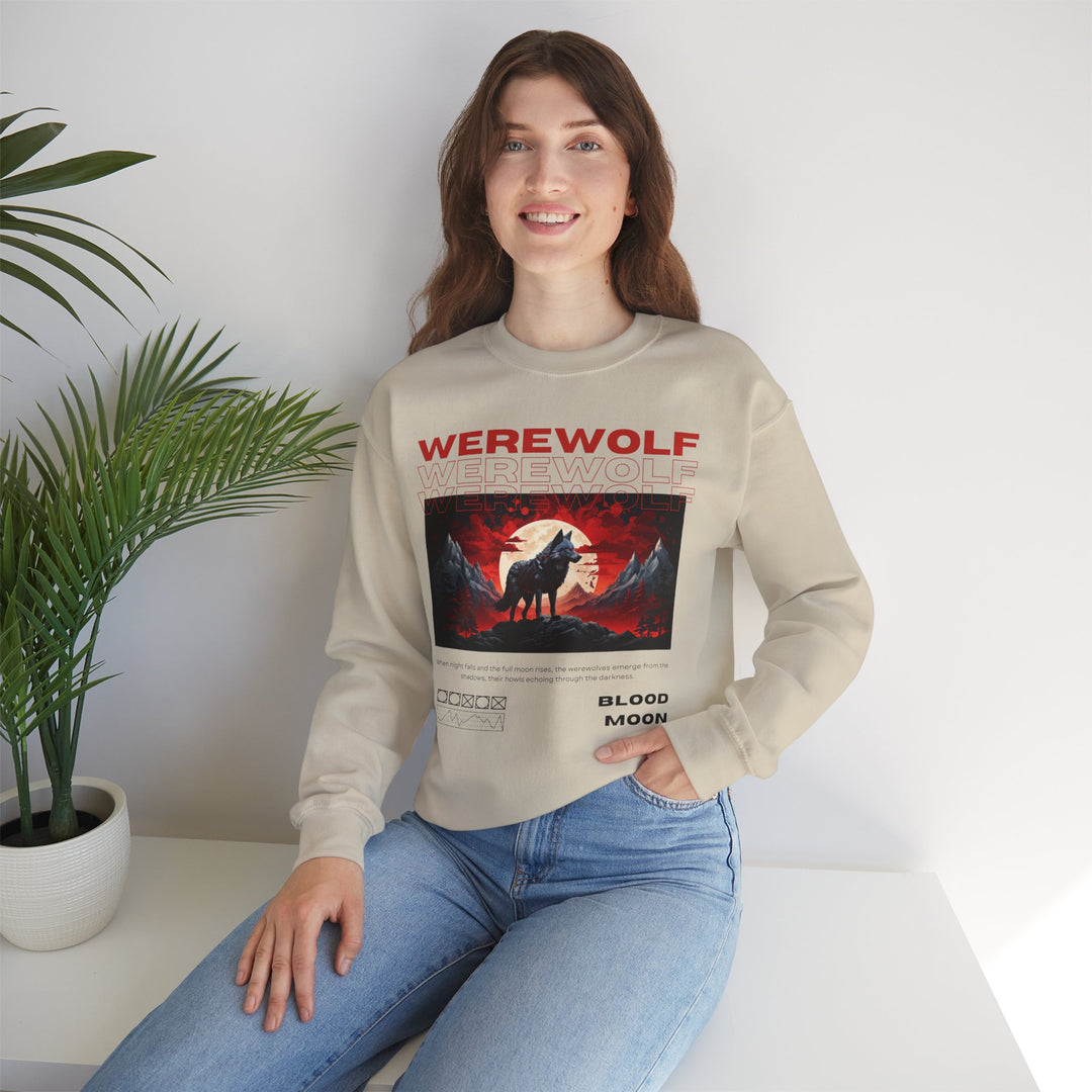 Blood Moon Werewolf Sweatshirt- Moonlit Mountain Lore