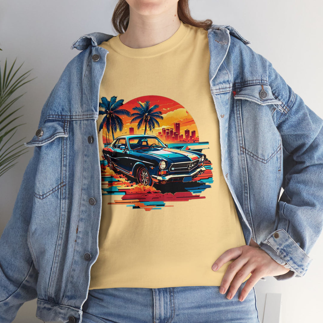 Classic Car Beach Sunset T-shirt   - Vintage City Fashion