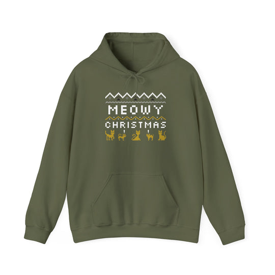 Meowy Christmas Pixel Cat Hoodie