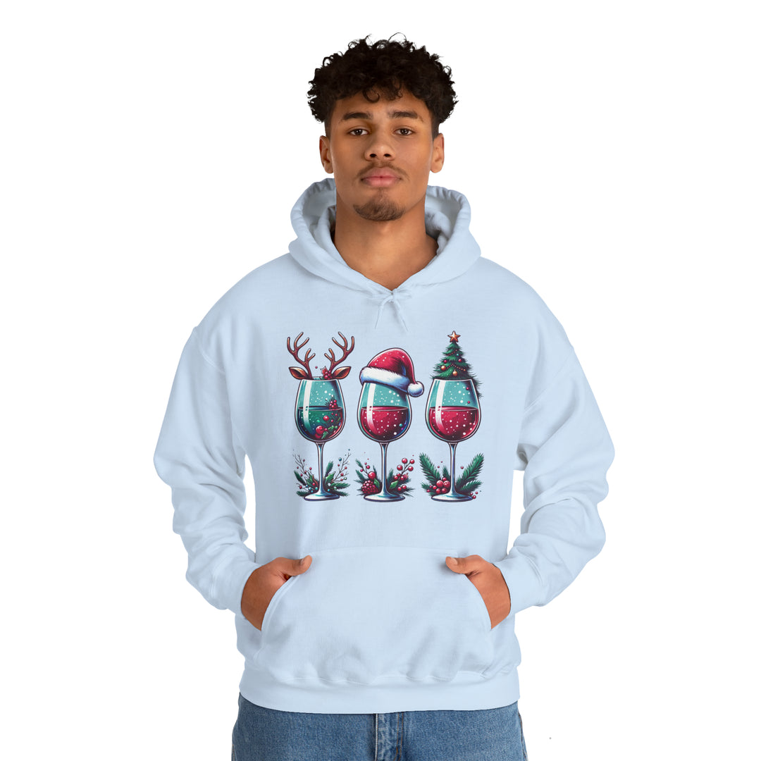 Wine Christmas Spirit Glasses Unisex Hoodie - Wave Fusions