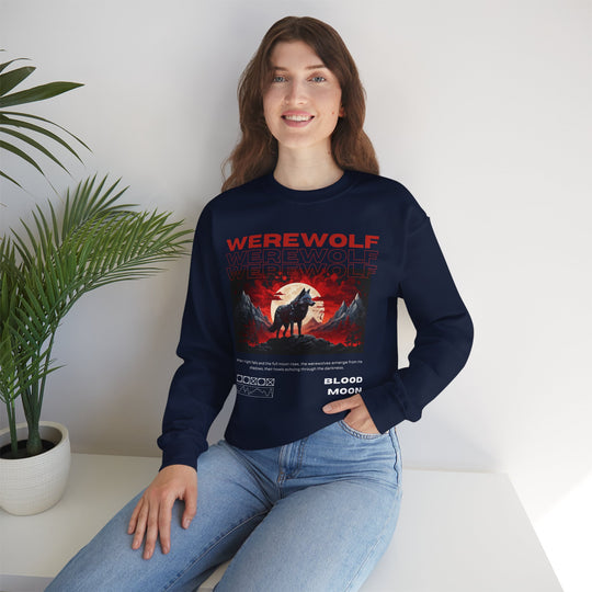 Blood Moon Werewolf Sweatshirt- Moonlit Mountain Lore