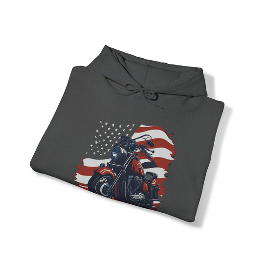 USA Flag Vintage Bike Unisex Hoodie - Wave Fusions