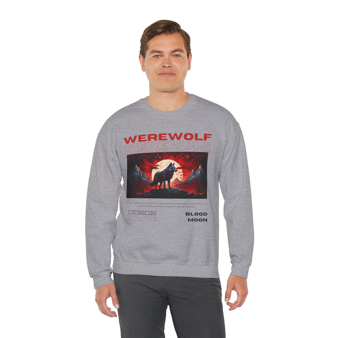 Blood Moon Werewolf Sweatshirt- Moonlit Mountain Lore