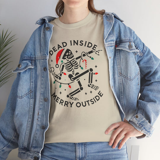 Dead Inside Merry Outside Skeleton Tee