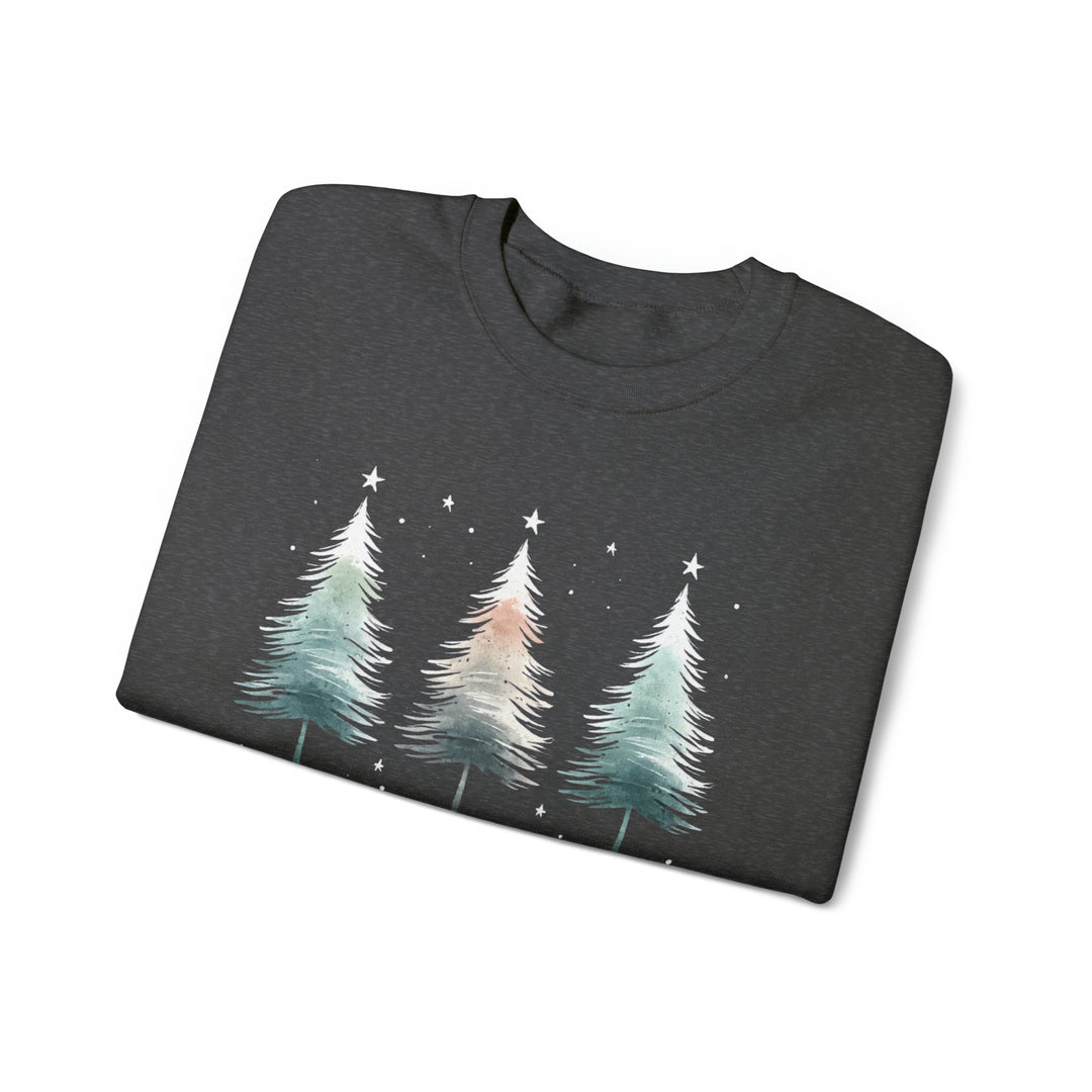 Starry Night Watercolor Christmas Trees Unisex Sweatshirt - Wave Fusions