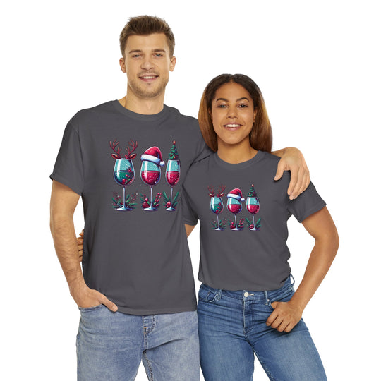 Wine Christmas Spirit Glasses Unisex T Shirt - Wave Fusions