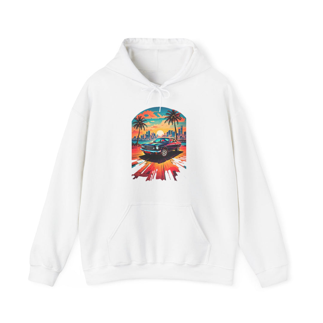 Cityscape Sunburst Car Hoodie - Vintage City Fashion