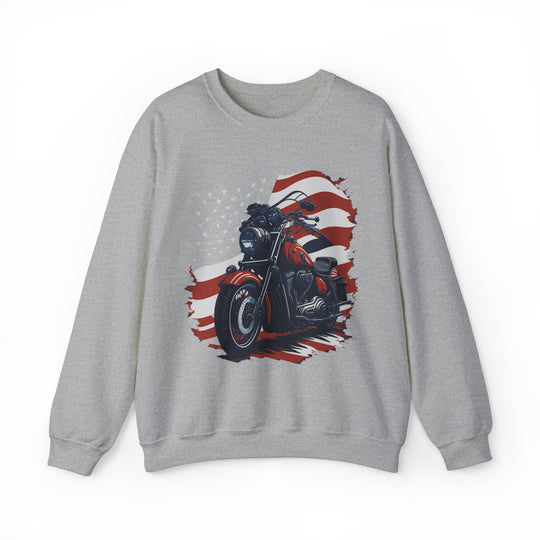 USA Flag Vintage Bike Unisex Heavy Blend Crewneck Sweatshirt - Wave Fusions