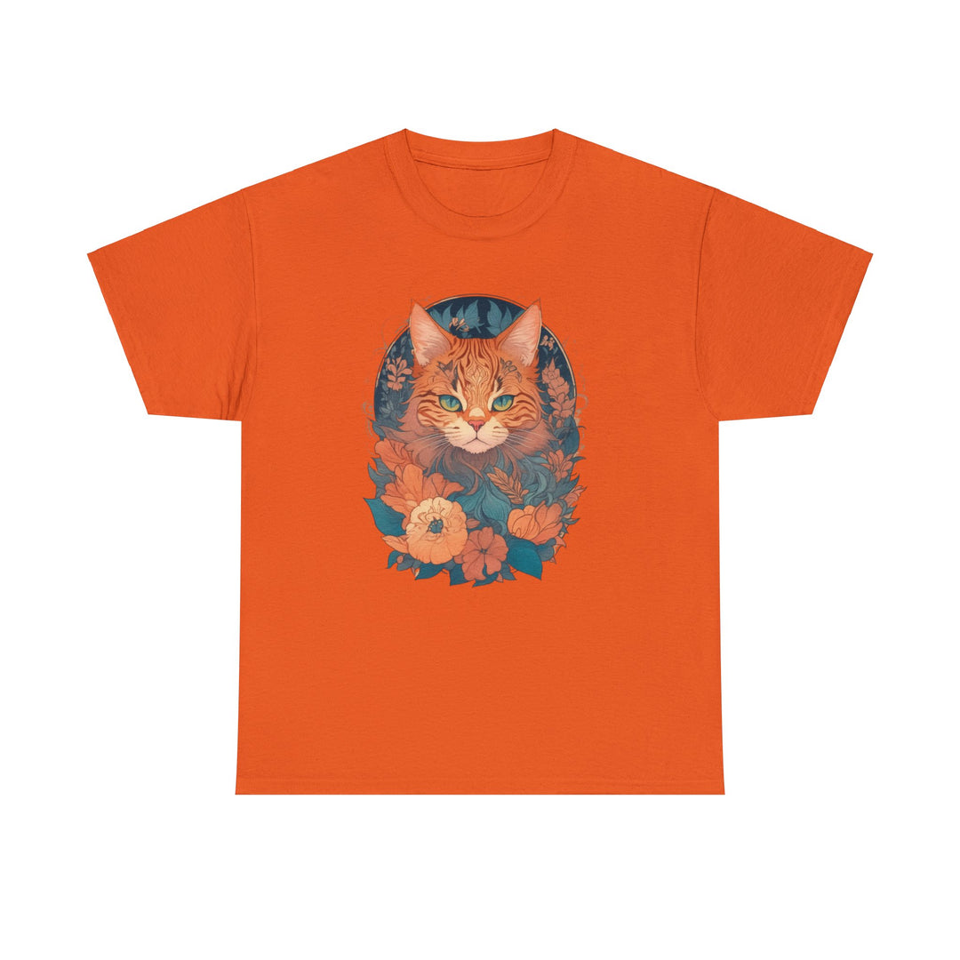 Garden Gaze Cat Petals and Paws T-shirt - Blooming Cat