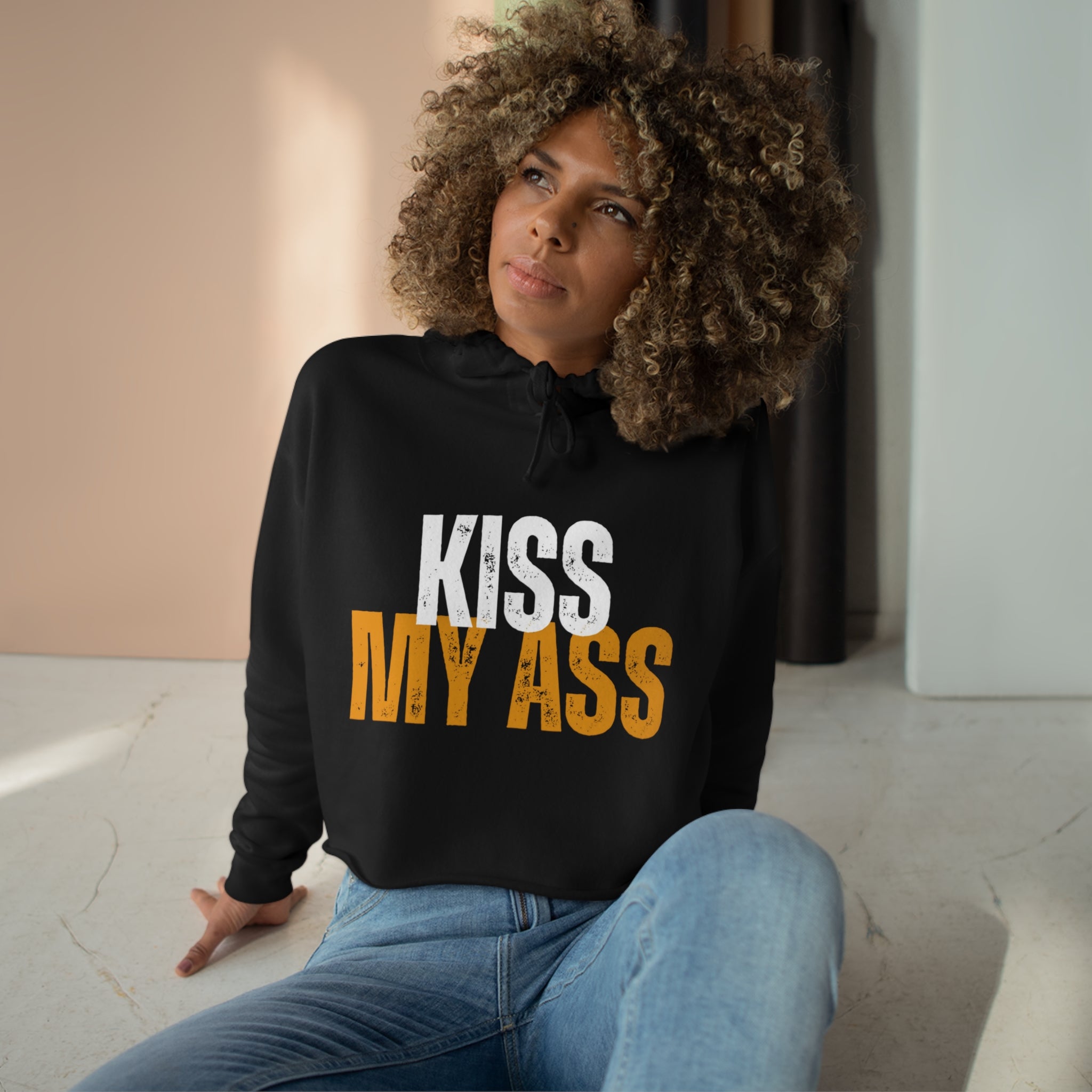 Kiss My Ass Crop Hoodie - Wave Fusions