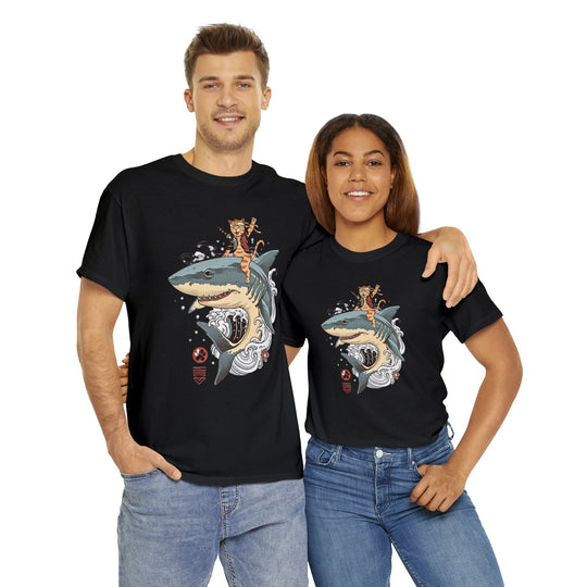 Shark Rider Cat T-Shirt - Aquatic Adventure Gear