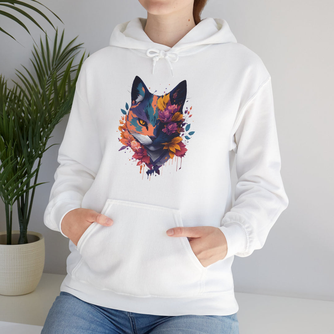 Floral Feline Grace Blossom Kitty Hoodie - Artistic Cat Flair