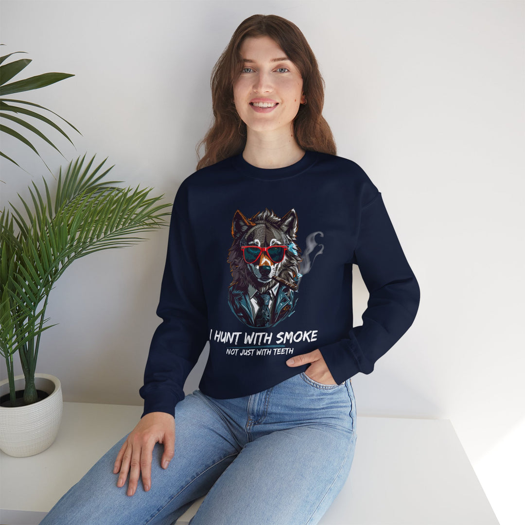 Cool Wolf Legend Sweatshirt - I Hunt With Smoke Not Just With Teeth