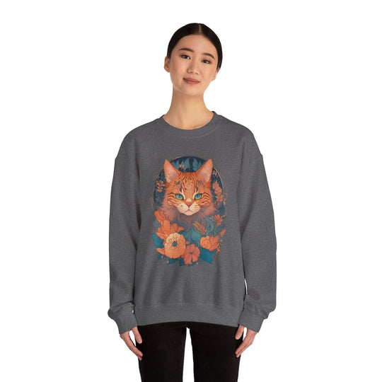 Garden Gaze Cat Petals and Paws Sweatshirt - Blooming Cat