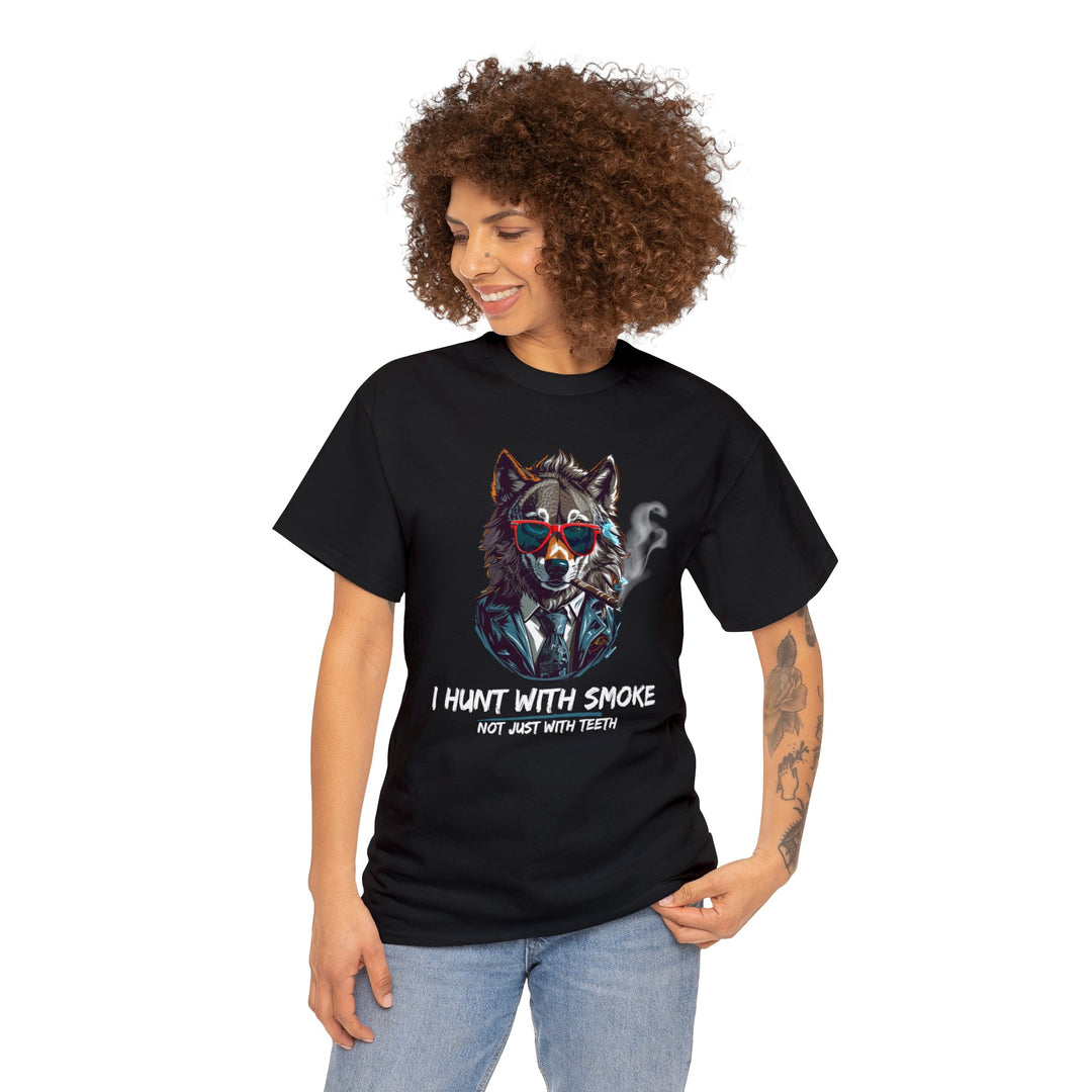 Cool Wolf Legend T-Shirt - I Hunt With Smoke Not Just With Teeth