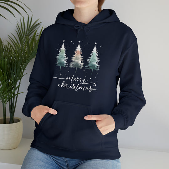 Starry Night Watercolor Christmas Trees Unisex Hoodie - Wave Fusions