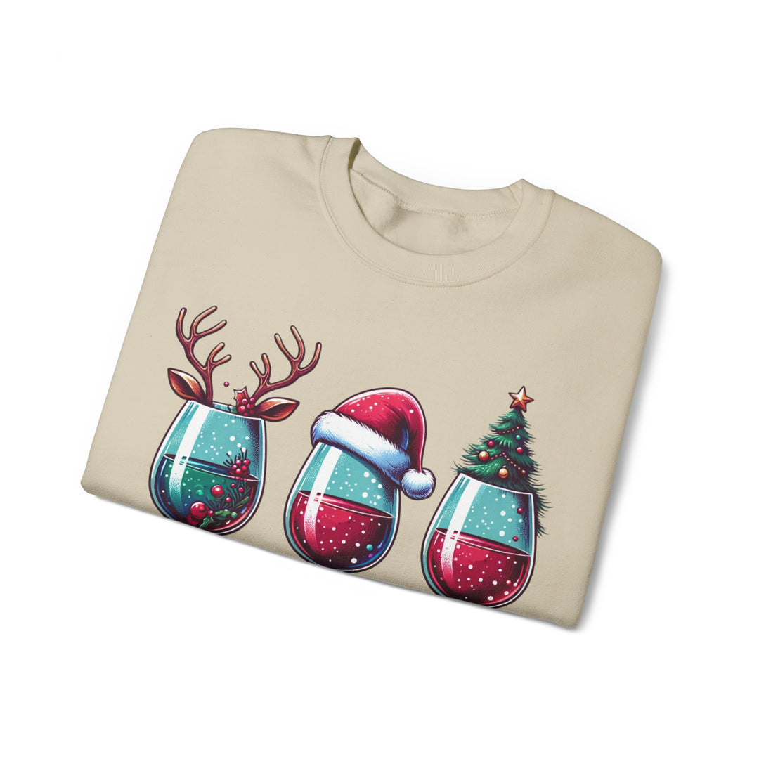 Wine Christmas Spirit Glasses Unisex Sweatshirt - Wave Fusions