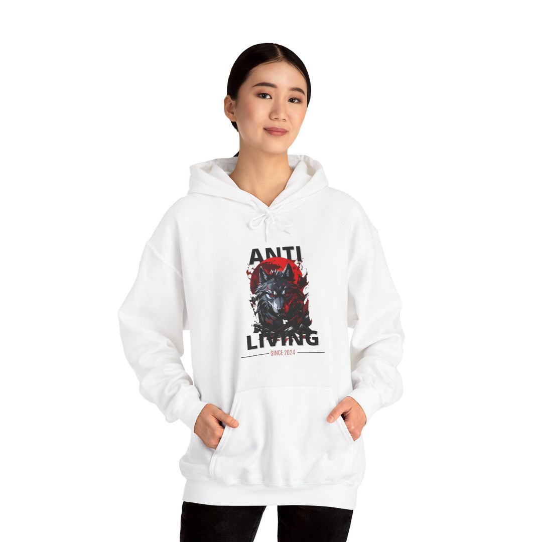 Anti-Living Wolf Hoodie - Dark Rebel Attire