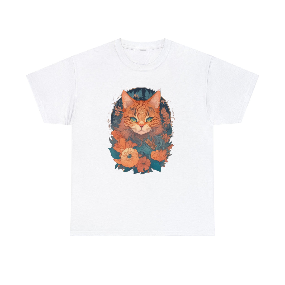 Garden Gaze Cat Petals and Paws T-shirt - Blooming Cat