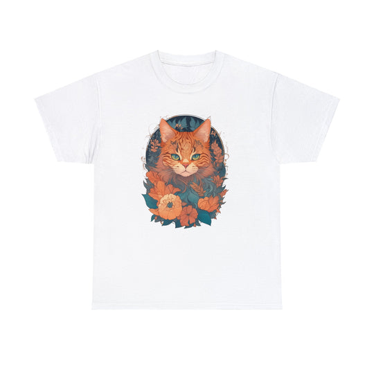 Garden Gaze Cat Petals and Paws T-shirt - Blooming Cat