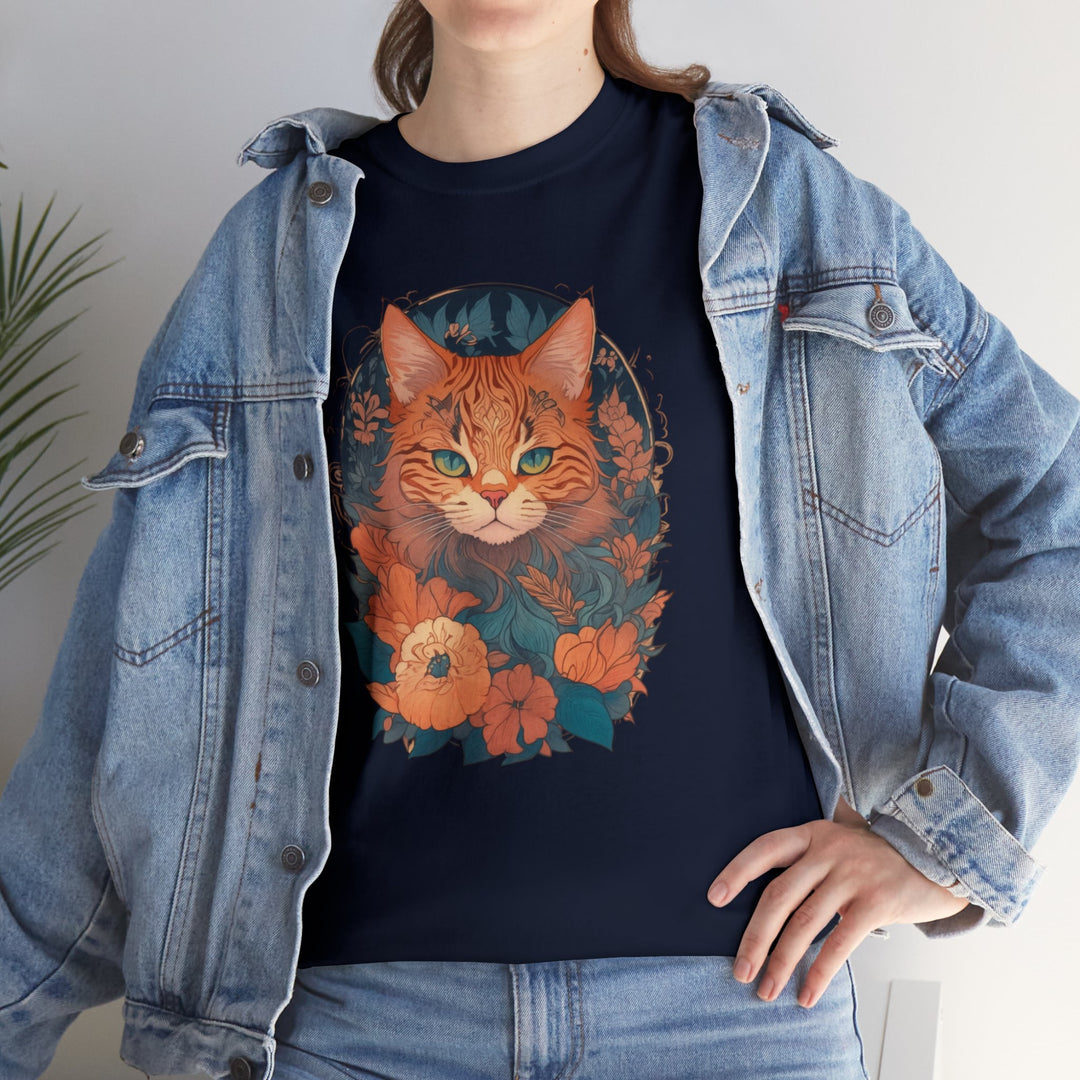 Garden Gaze Cat Petals and Paws T-shirt - Blooming Cat