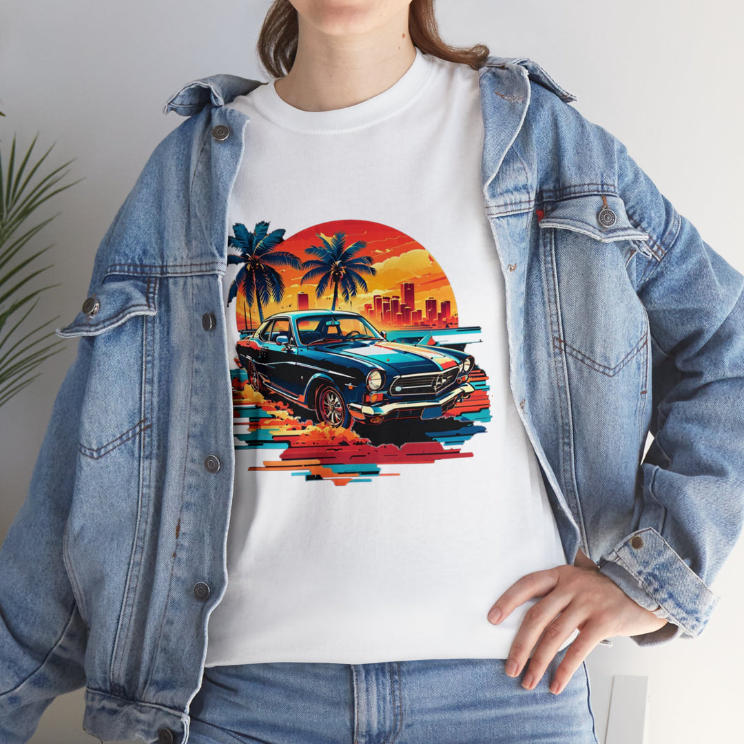 Classic Car Beach Sunset T-shirt   - Vintage City Fashion