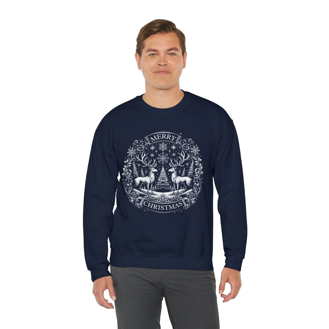 Woodland Reindeer Christmas Elegance Unisex Sweatshirt - Wave Fusions