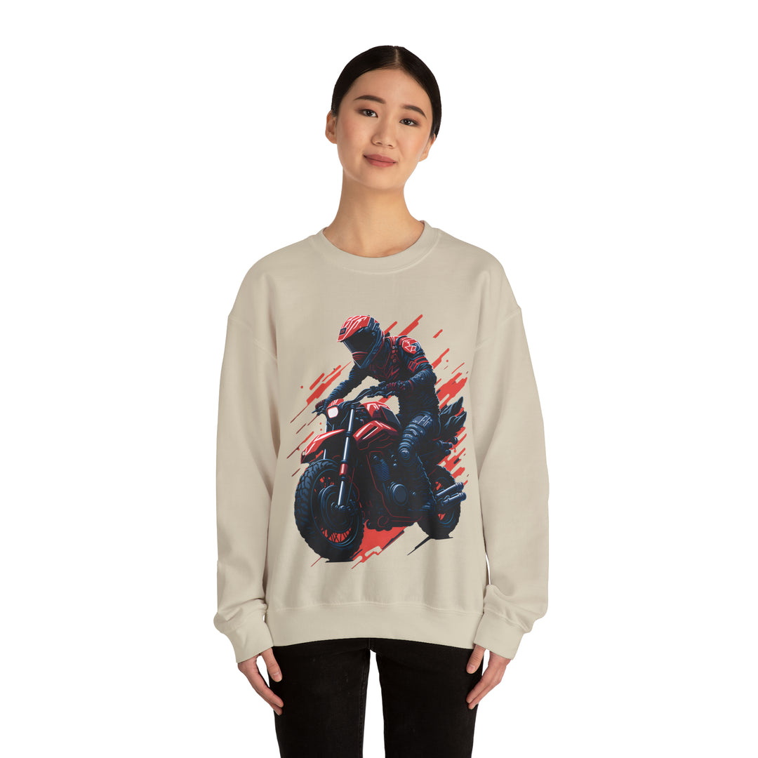 Biker Unisex Heavy Blend Crewneck Sweatshirt - Wave Fusions