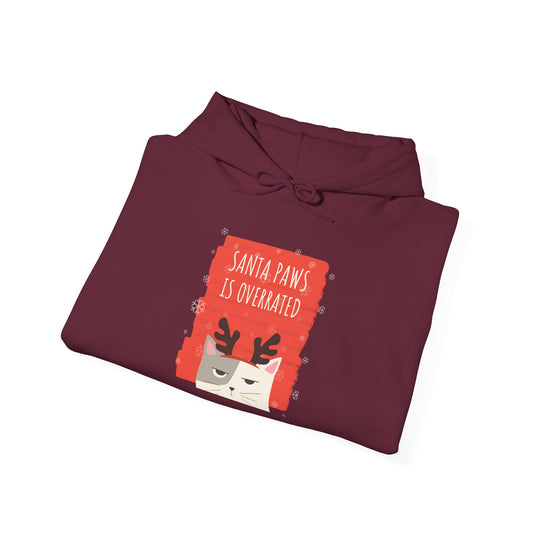 Overrated Santa Paws Festive Cat Hoodie