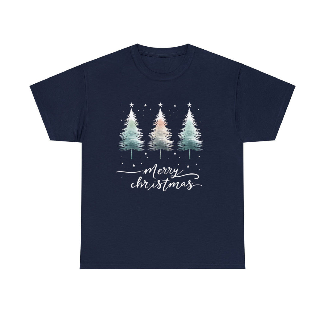 Starry Night Watercolor Christmas Trees Unisex T Shirt - Wave Fusions