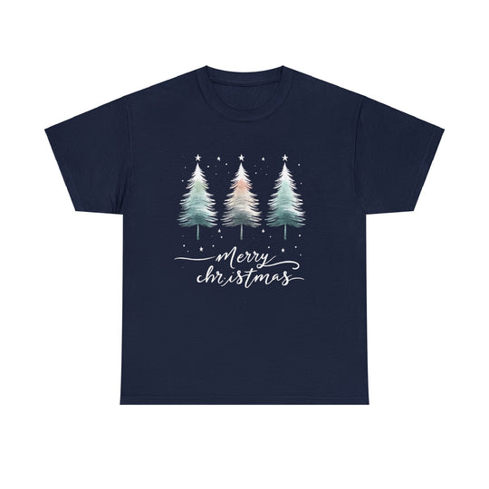 Starry Night Watercolor Christmas Trees Unisex T Shirt - Wave Fusions